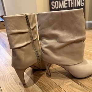 Vince Camuto Cream Heeled Boots